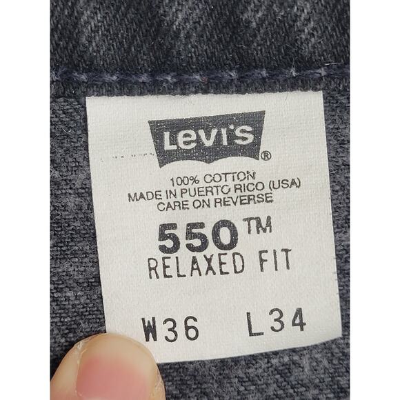 Vintage 90s Levi's 550 Orange Tab Black Relaxed Fit Jeans Men's Sz 36 X 34 - Picture 9 of 10